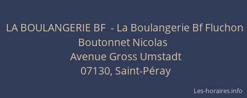 LA BOULANGERIE BF  - La Boulangerie Bf Fluchon Boutonnet Nicolas