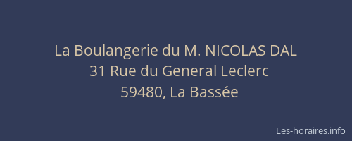 La Boulangerie du M. NICOLAS DAL