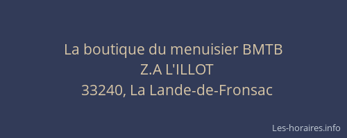 La boutique du menuisier BMTB