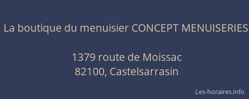 La boutique du menuisier CONCEPT MENUISERIES