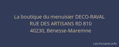 La boutique du menuisier DECO-RAVAL