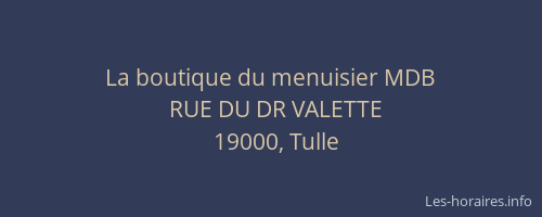 La boutique du menuisier MDB