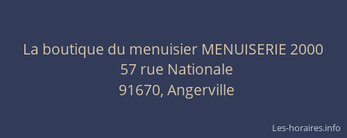 La boutique du menuisier MENUISERIE 2000