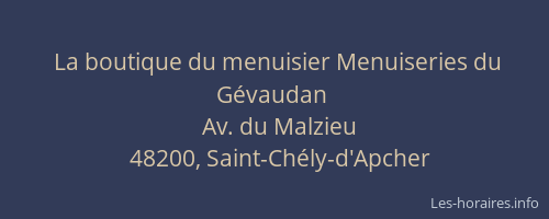 La boutique du menuisier Menuiseries du G&eacute;vaudan