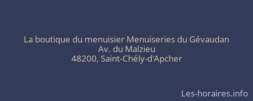 La boutique du menuisier Menuiseries du Gévaudan