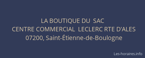 LA BOUTIQUE DU  SAC