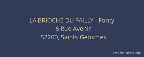 LA BRIOCHE DU PAILLY - Fonty