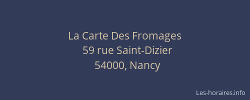 La Carte Des Fromages
