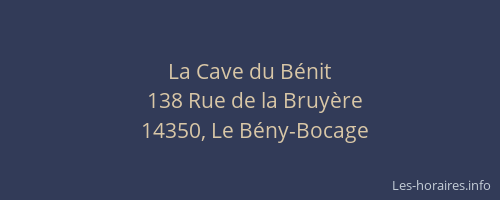 La Cave du B&eacute;nit