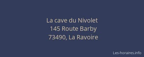 La cave du Nivolet
