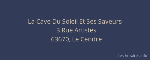 La Cave Du Soleil Et Ses Saveurs
