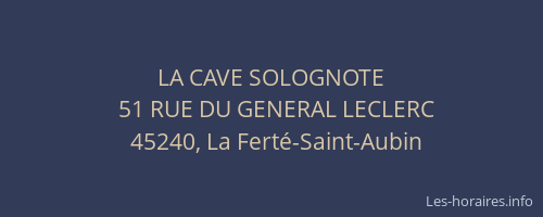 LA CAVE SOLOGNOTE