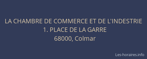 LA CHAMBRE DE COMMERCE ET DE L'INDESTRIE