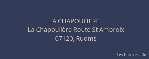LA CHAPOULIERE