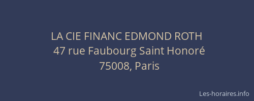 LA CIE FINANC EDMOND ROTH