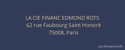 LA CIE FINANC EDMOND ROTS