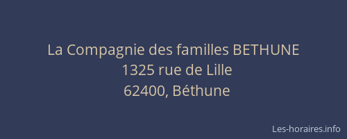 La Compagnie des familles BETHUNE