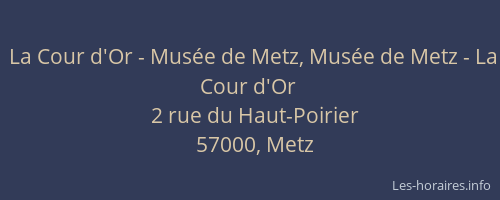 La Cour d'Or - Musée de Metz, Musée de Metz - La Cour d'Or