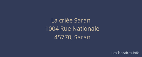 La cri&eacute;e Saran