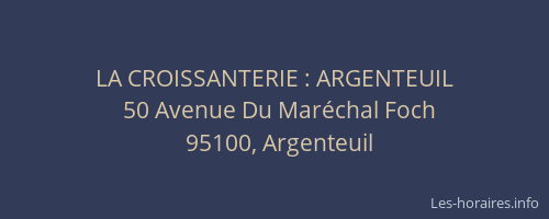 LA CROISSANTERIE : ARGENTEUIL