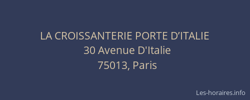 LA CROISSANTERIE PORTE D’ITALIE