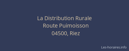 La Distribution Rurale