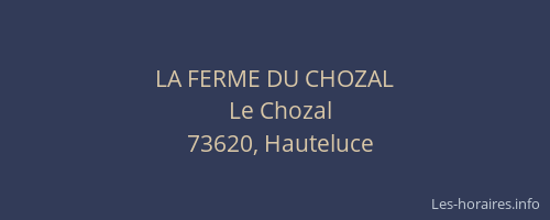 LA FERME DU CHOZAL