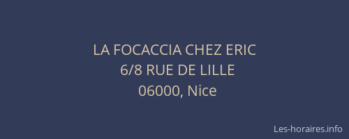 LA FOCACCIA CHEZ ERIC
