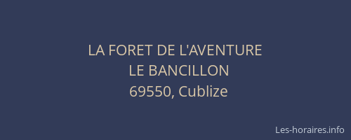 LA FORET DE L'AVENTURE