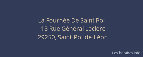 La Fourn&eacute;e De Saint Pol