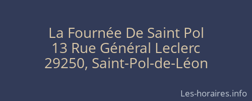 La Fournée De Saint Pol