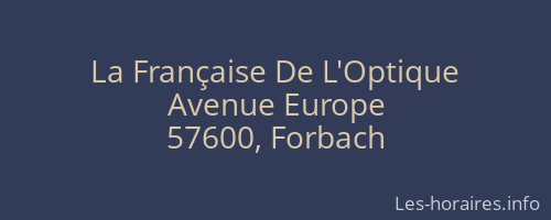 La Française De L'Optique