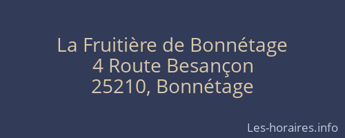 La Fruitière de Bonnétage