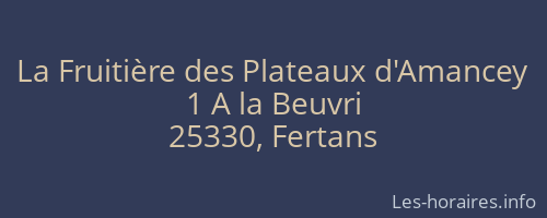 La Fruitière des Plateaux d'Amancey