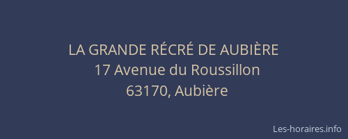 LA GRANDE R&Eacute;CR&Eacute; DE AUBI&Egrave;RE