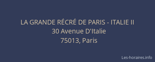 LA GRANDE RÉCRÉ DE PARIS - ITALIE II