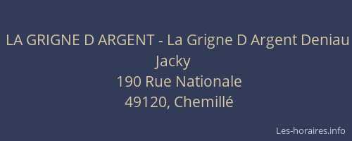 LA GRIGNE D ARGENT - La Grigne D Argent Deniau Jacky