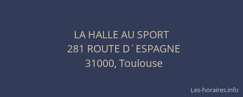 LA HALLE AU SPORT