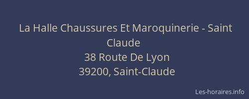 La Halle Chaussures Et Maroquinerie - Saint Claude