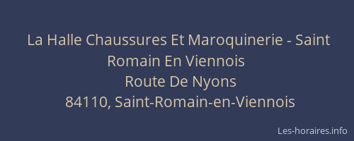 La Halle Chaussures Et Maroquinerie - Saint Romain En Viennois