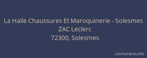 La Halle Chaussures Et Maroquinerie - Solesmes