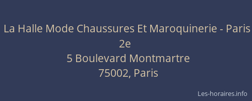 La Halle Mode Chaussures Et Maroquinerie - Paris 2e