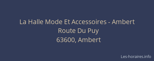 La Halle Mode Et Accessoires - Ambert