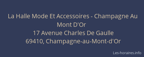 La Halle Mode Et Accessoires - Champagne Au Mont D'Or