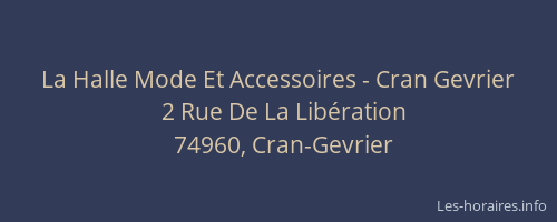 La Halle Mode Et Accessoires - Cran Gevrier