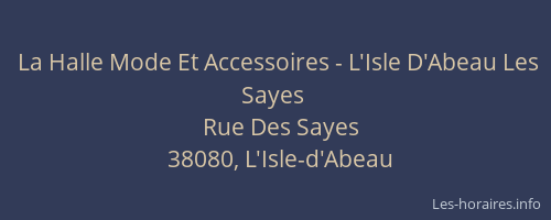 La Halle Mode Et Accessoires - L'Isle D'Abeau Les Sayes