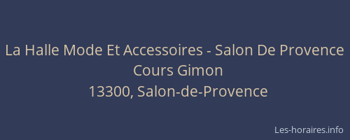 La Halle Mode Et Accessoires - Salon De Provence