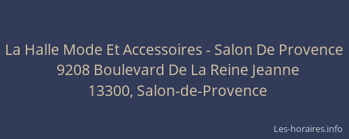 La Halle Mode Et Accessoires - Salon De Provence