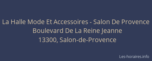 La Halle Mode Et Accessoires - Salon De Provence