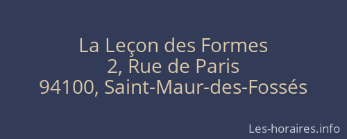 La Leçon des Formes
